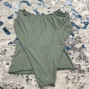 Garage green off the shoulder top